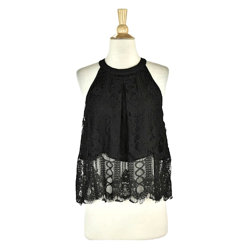 Paper Crane Lace Lined Halter Neck Top S‎